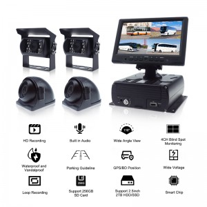 7 inch Night Vision Mobile DVR Waterproof Rear Side View Bus Truck Camera System