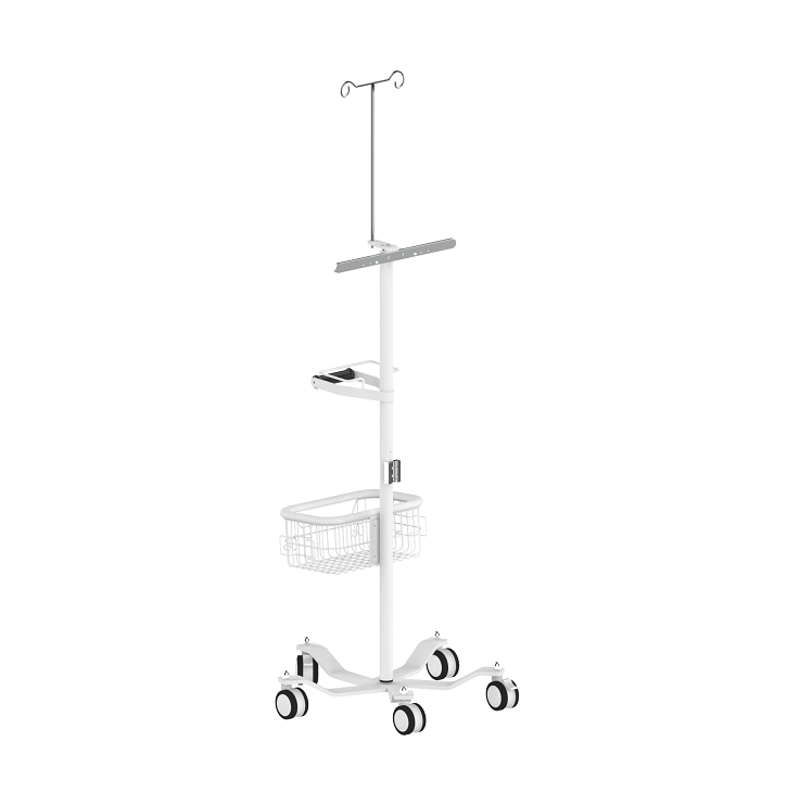 Medical use low center of gravity Height adjustable ventilator trolley with basket A03