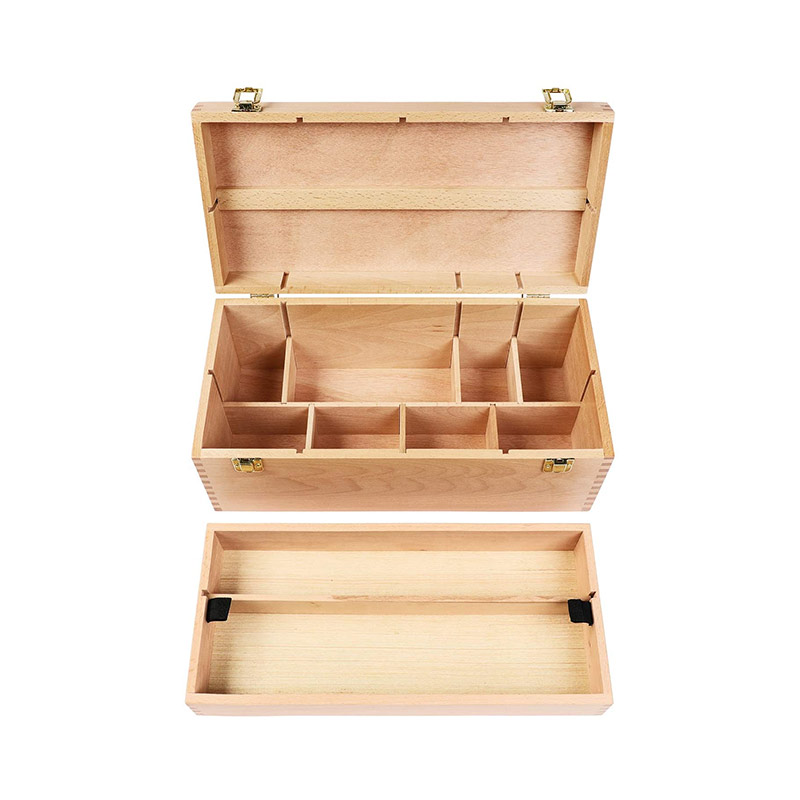MEEDEN Boîte de rangement pour artiste Portable pliable multifonction en bois de hêtre avec compartiments et tiroir pour fournitures artistiques 