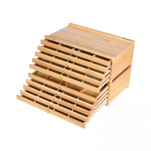 10-Drawer Artist Supply Storage Box – Large Beech-Wood Pencil Box
