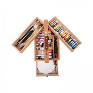 Artist Supply Storage Box -Beech Wood Artist Tool & Brush Storage Box