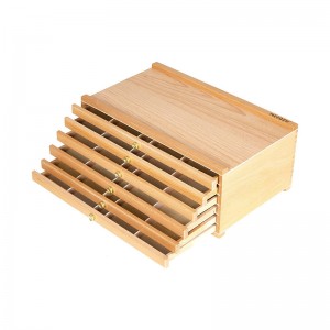 6-Drawer Artist Supply Storage Box – Portable Beech Wood Tool & Brush Storage Box