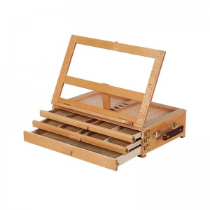 Large Adjustable Artist Tabletop Sketchbox Easel- Multi-Function Solid Beech Wood
