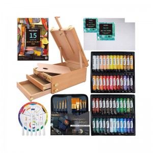 Acrylic Paint Set with Solid Beech Wood Easel Box, Students