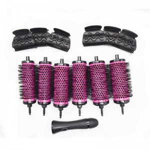 6PCS Round Hair Brush Set, Detachable Comb Barrels Blow Drying Barrel Hairbrush Curling Tool Set Round Thermal Brush Curling Brush Hairclips for Blowouts and Hairstyling