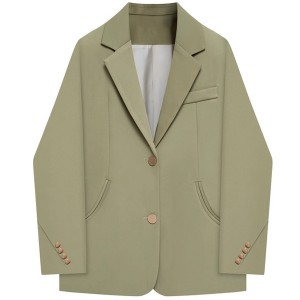 WOMEN’S SPRING AND AUTUMN NEW SENIOR SENSE OLIVE GREEN CASUAL SMALL SUIT JACKET