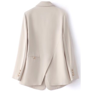 WOMEN’S NEW CASUAL RELAXED TEMPERAMENT DOUBLE BREASTED HIGH SENSE BEIGE SUIT JACKET TOP
