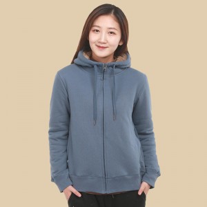 Ladies Knitted Sports Hoodie Jacket With Zipper