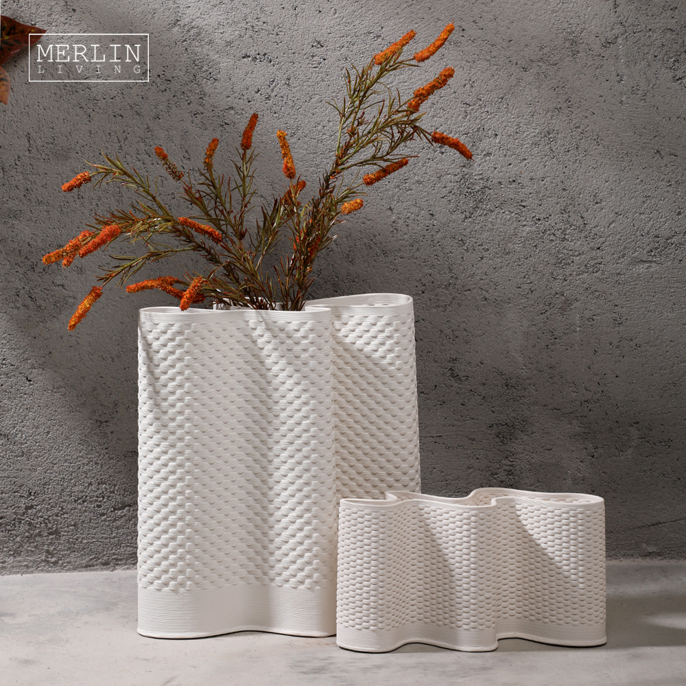 Merlin Living 3D Printing Leaf Shape Ceramic Vase