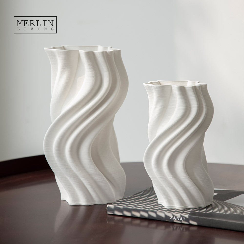 Merlin Living 3D Printing Modern Abstract Curved River Ripple Vase