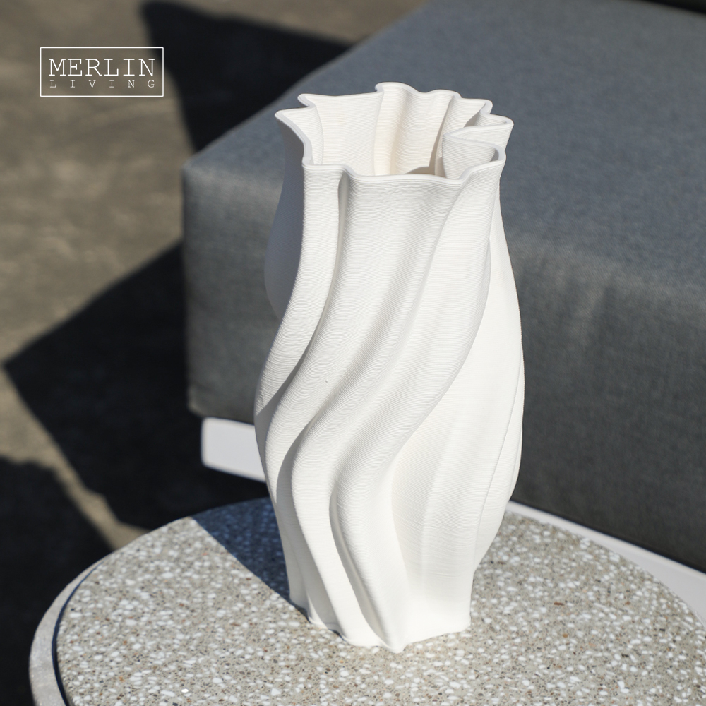 Modern Abstract 3D Print Ceramic Vases Unique Rippling Shape