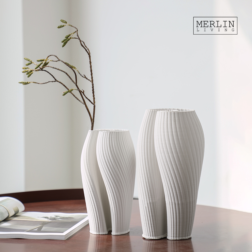 Merlin Living 3D Printing Simple Crescent Bottle Mouth Ceramic Vase