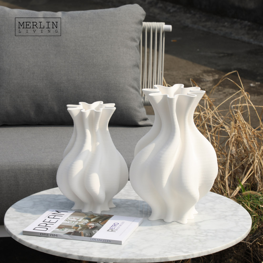 Merlin Living 3D Printing Vase Morden Modeling White Ceramic Vase