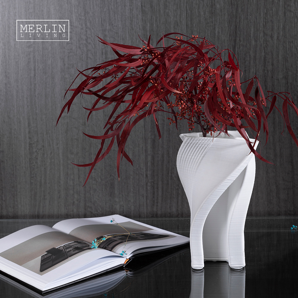 Merlin Living 3D Ceramic Printing Irregular Line Printing Flower Vase