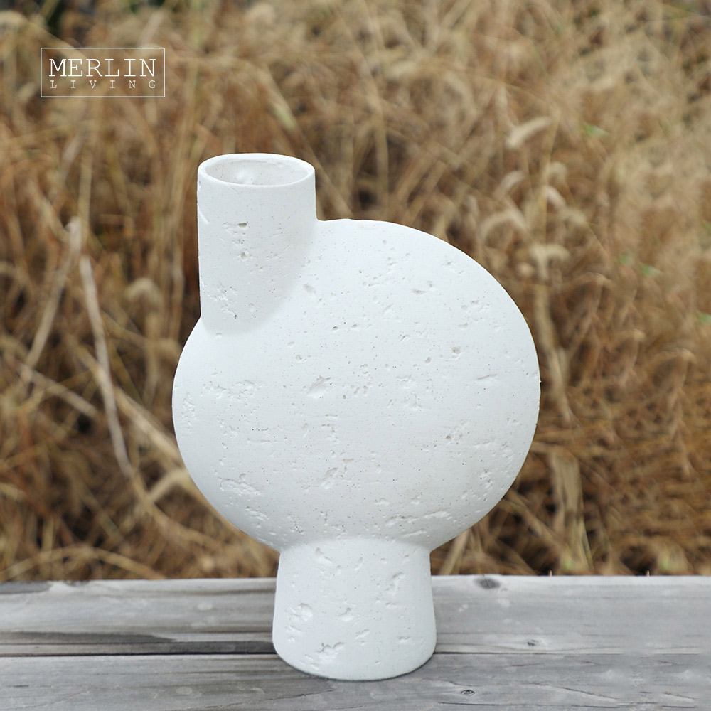 Merlin Living Cave stone wabi-sabi style ceramic travertine vase decor