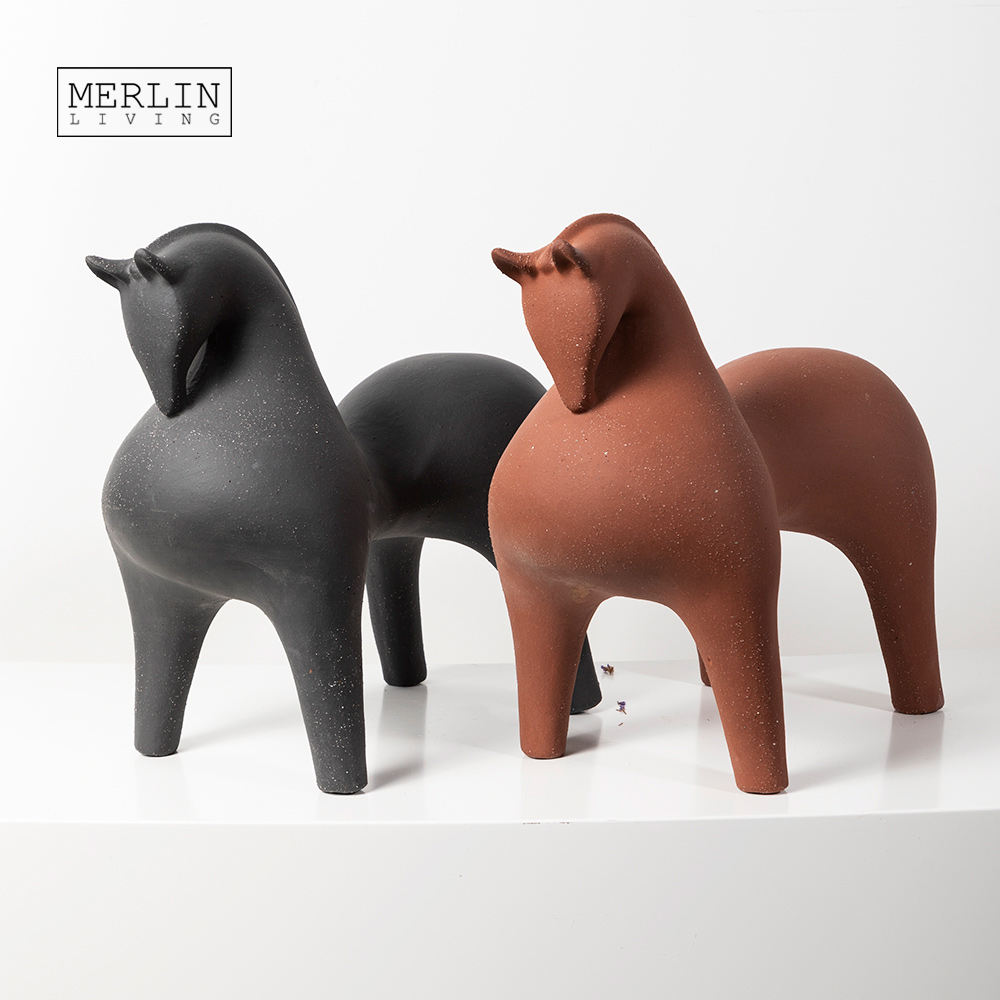 Merlin Living Coarse Sand Horse Ceramic Craft Ornaments Home Decor