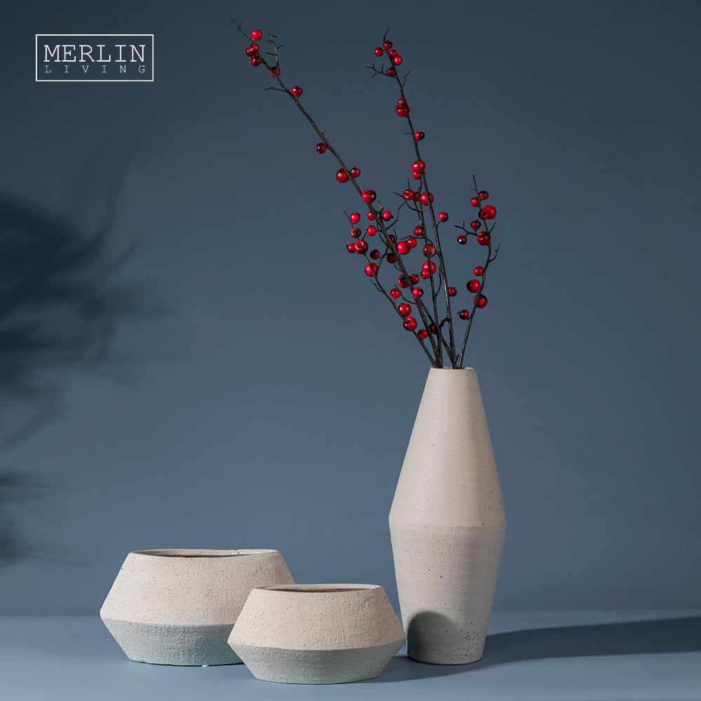 Merlin Living Coarse Sand Large Cream Vase Floor Standing Ceramic Decor