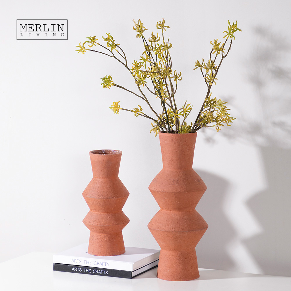 Merlin Living Vase à pulsateur abstrait orange sable grossier Fournisseur en céramique