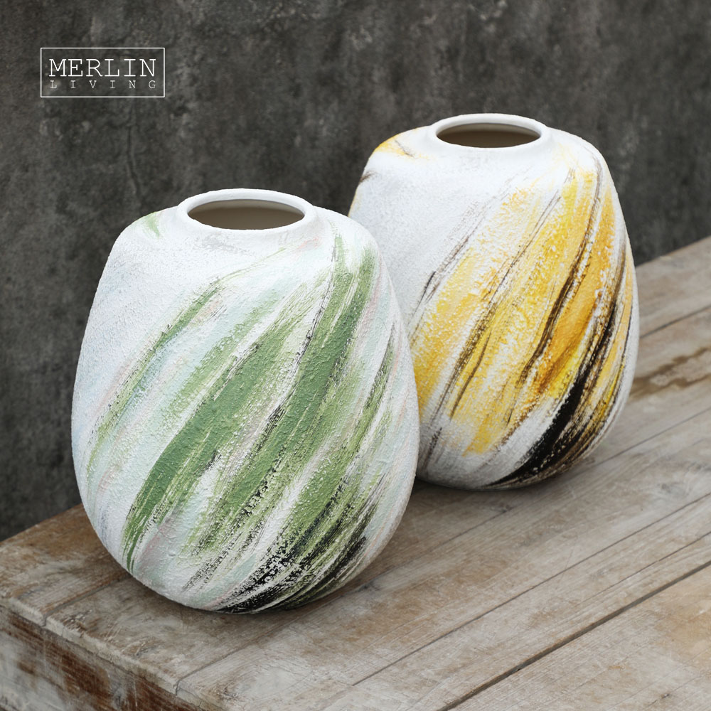 Merlin Living Hand Painted Prairie Earth Color Ceramic Vase