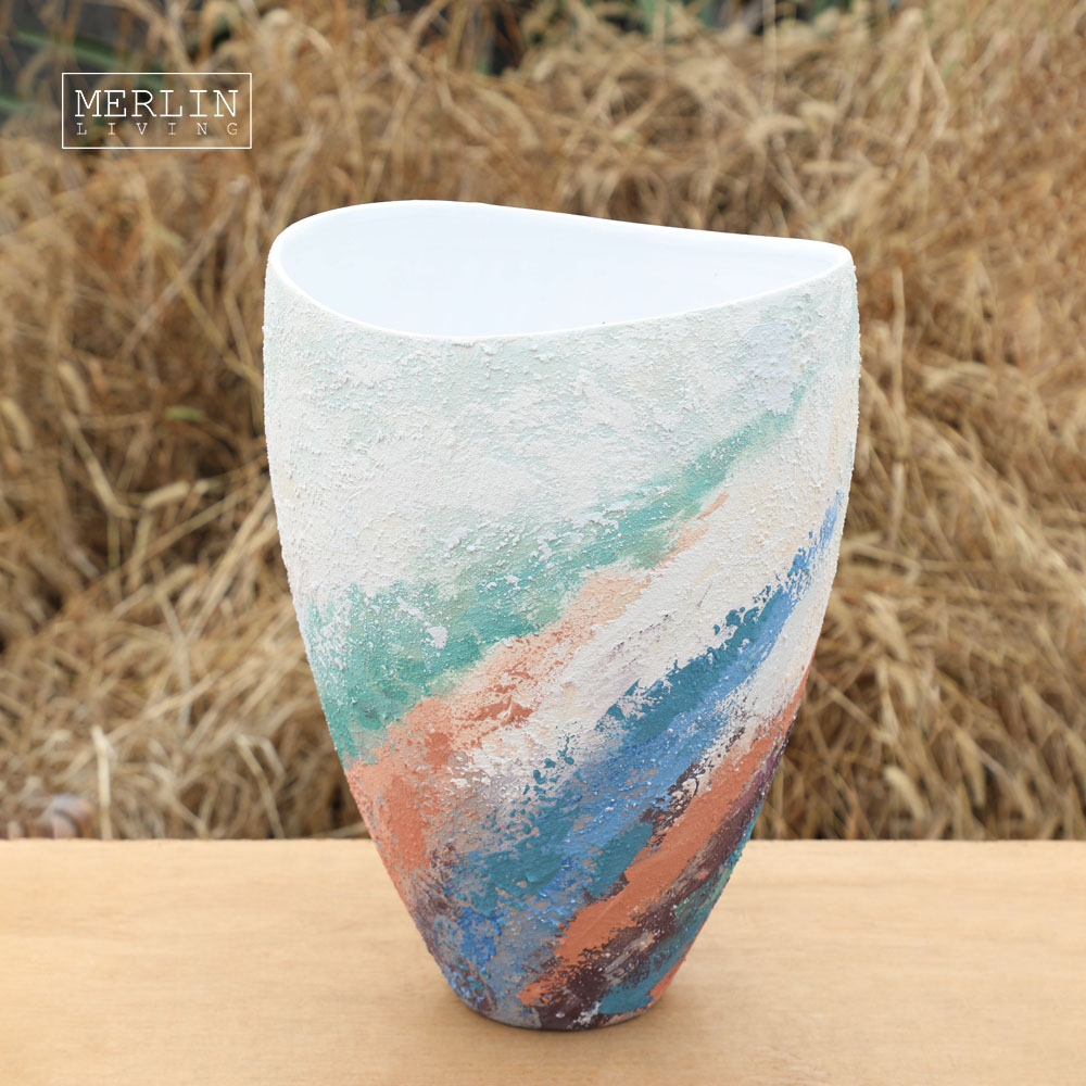 Hand Painting Marine Color Tall Floor Vase (6)