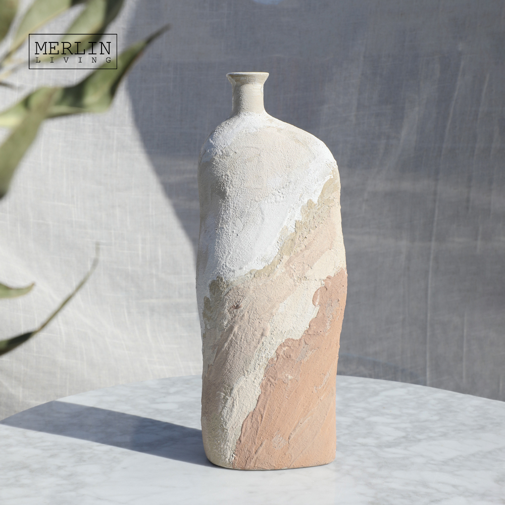 Merlin Living Hand Painting Sunset Ocean Abstract Ceramic Flower Vase