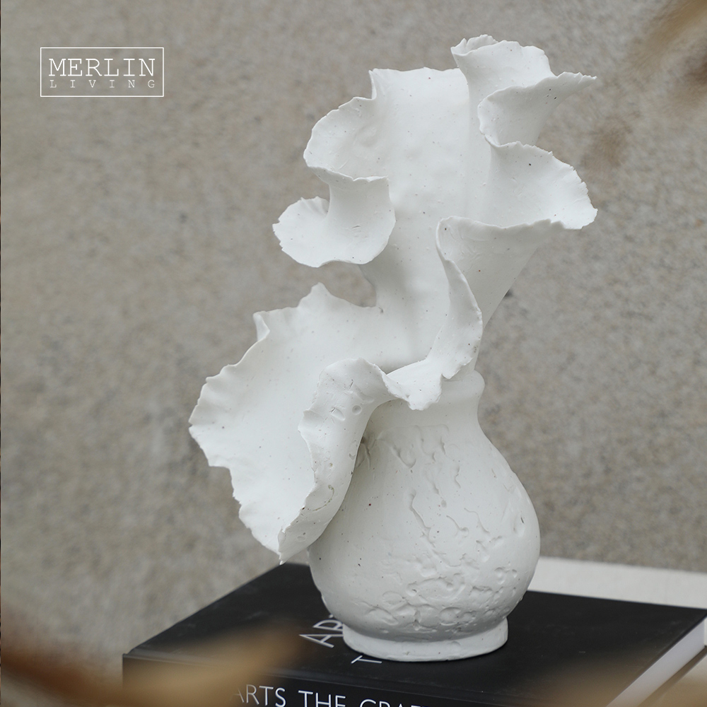 Merlin Living Handmade Artstone Flower Blossom Shape Desktop Vase
