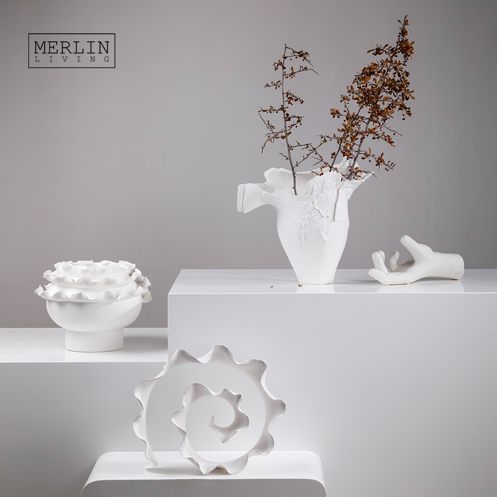 Merlin Living Handmade Craft Skirt White Ceramic Vase