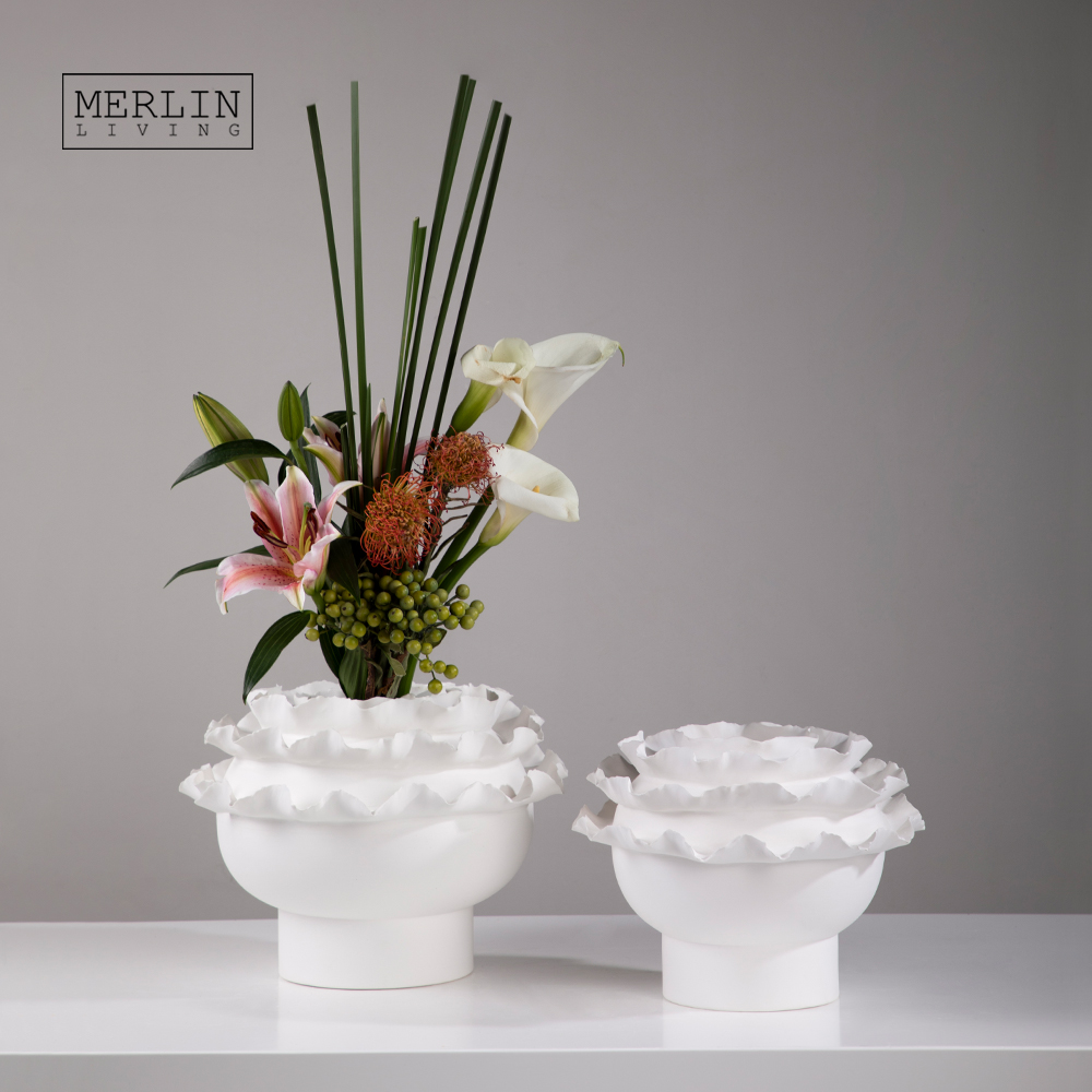Vas Putih Kelopak Bunga Buatan Tangan Nordic Dekorasi Rumah (5)