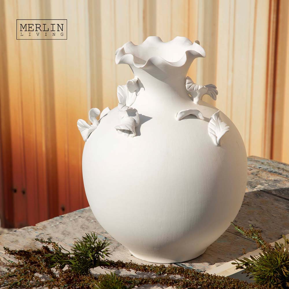 Merlin Living Handmade Modern Vase Small White Ceramic Porcelain Vases