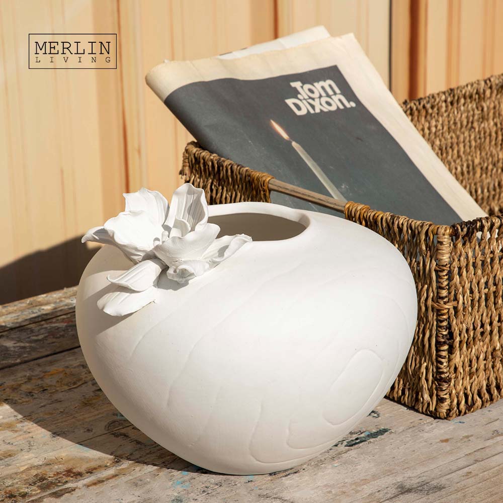 Merlin Living Handmade Nordic Style White Small Table Ceramic Vase