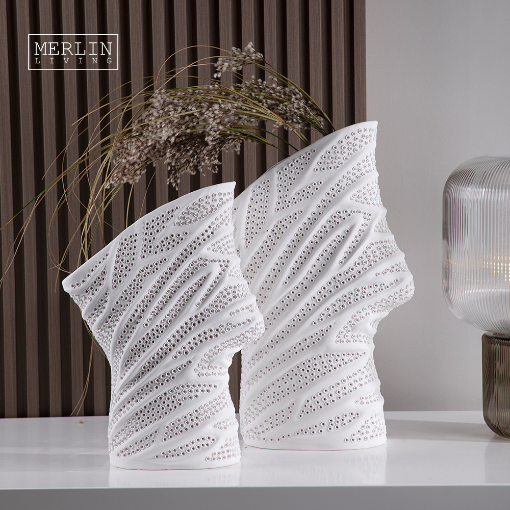 Lesira le entsoeng ka letsoho la Porous Abstract Veil Ceramic Big Vase (7)