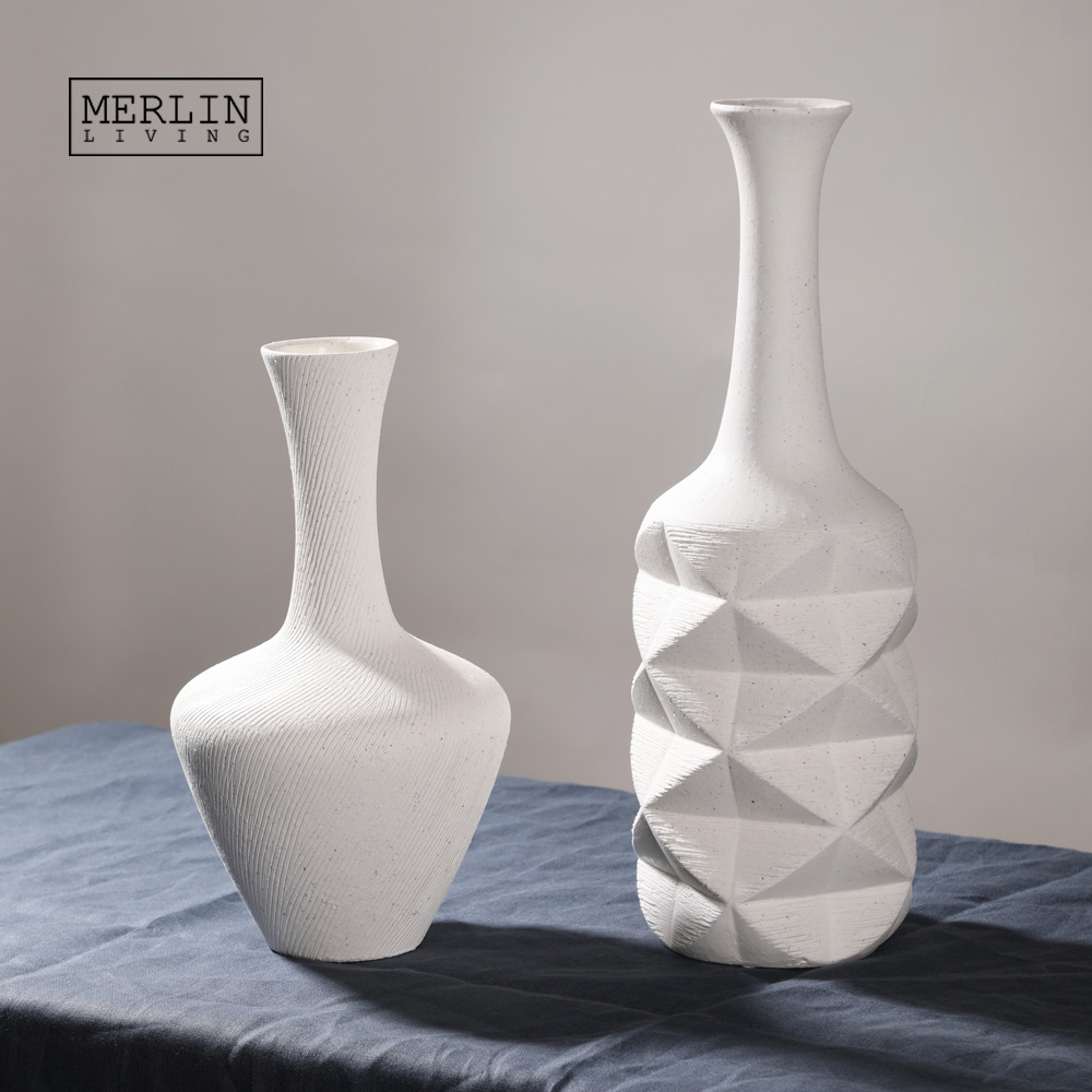 Linear Design Rough Textured Ceramic Vases (2)