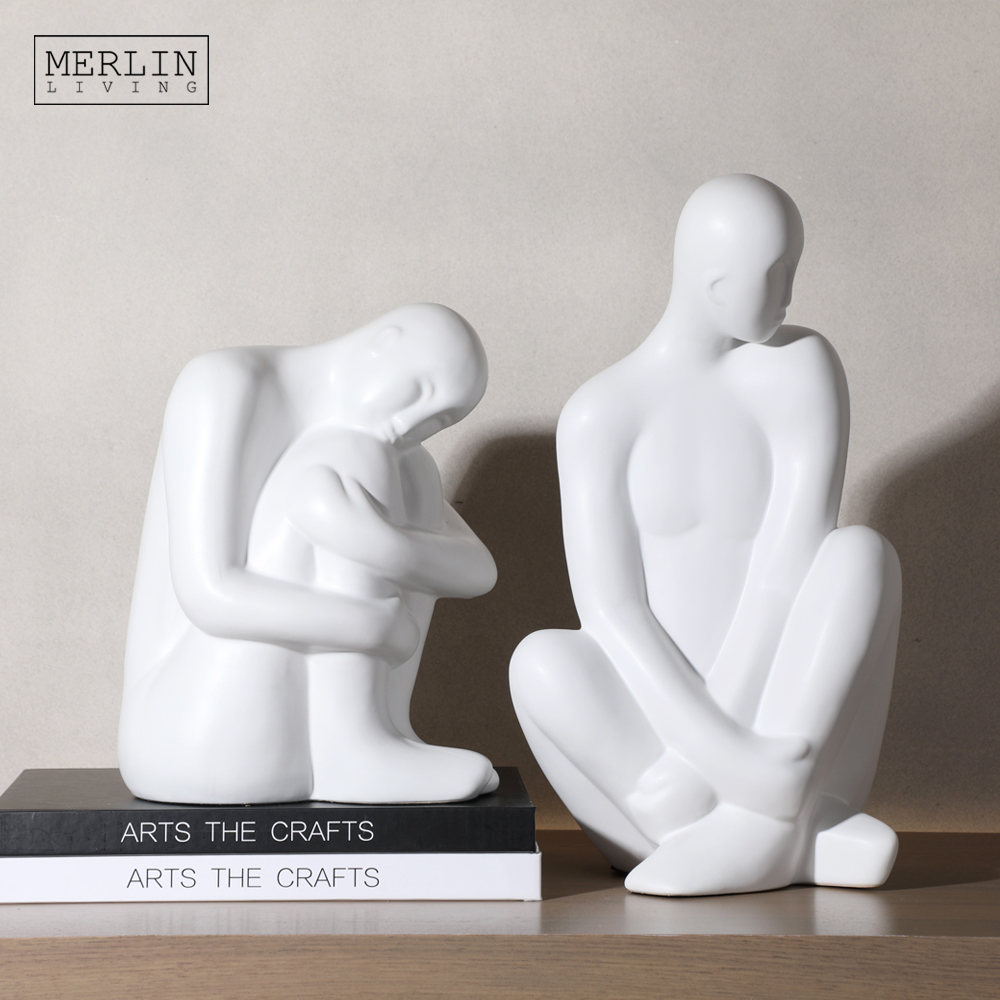 Merlin Living Matte White Character Sitting And Hugging Ornament