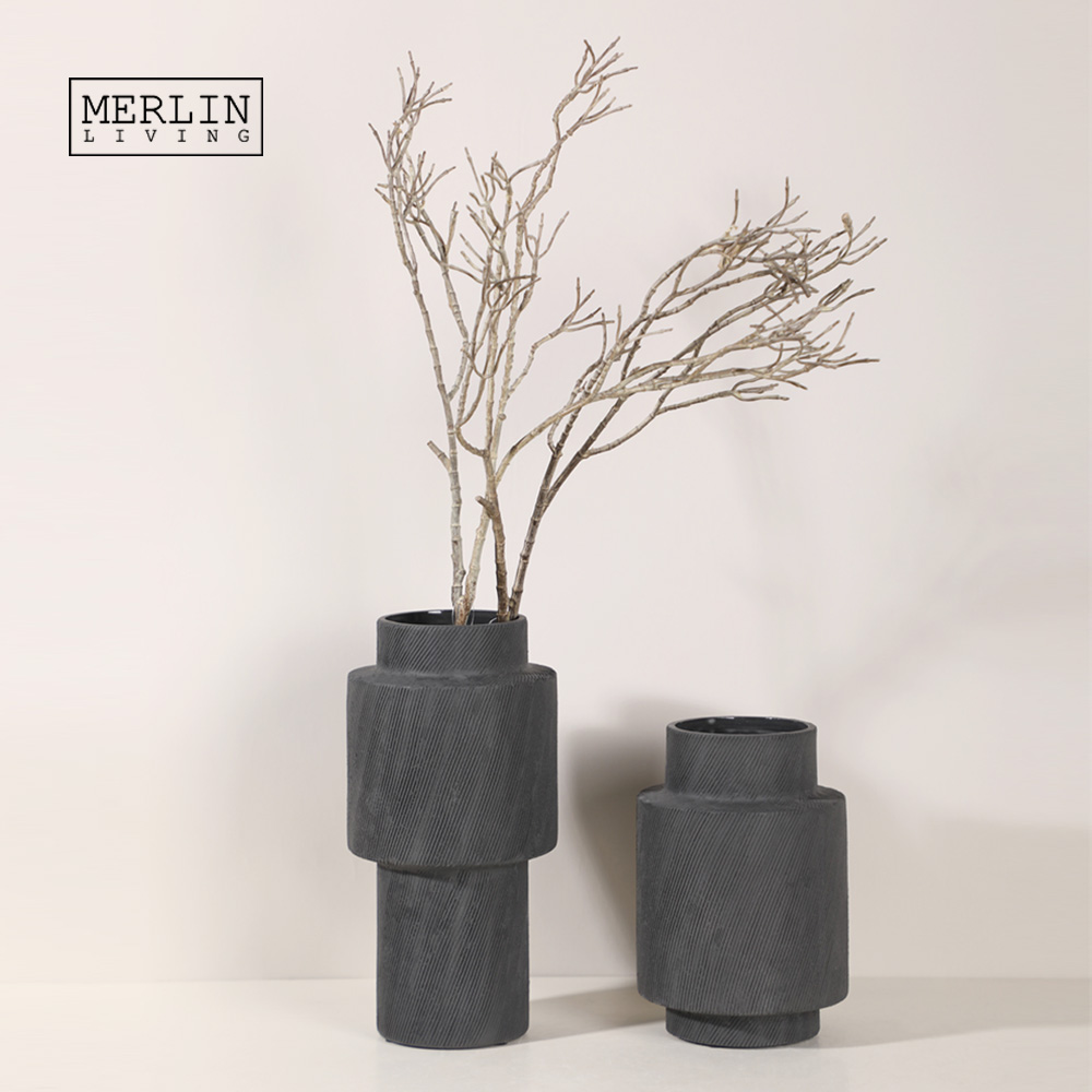Merlin Living Natural Rough Line Ceramic Vase