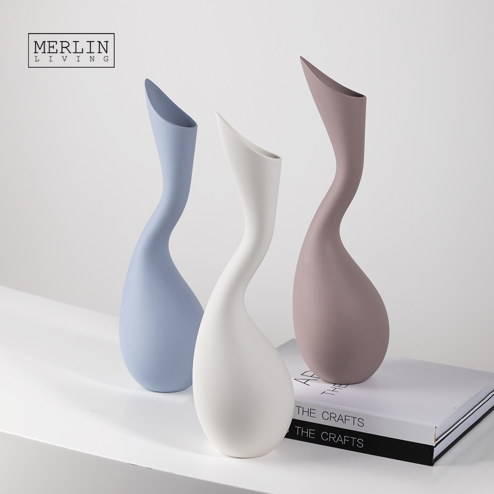 Merlin Living Solid Color Slim Tabletop Spiked Art Ceramic Vase