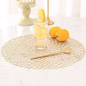 PVC Placemat Hot Stamping Hollow Heat Insulation Non-slip Coffee Table Table Decoration