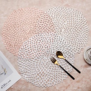 PVC Placemat Hot Stamping Hollow Heat Insulation Non-slip Coffee Table Table Decoration