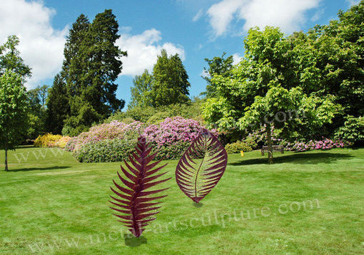 Leaf Design Corten Steel Sculpture With Rusty Naturally Finish For Outdoor Decor