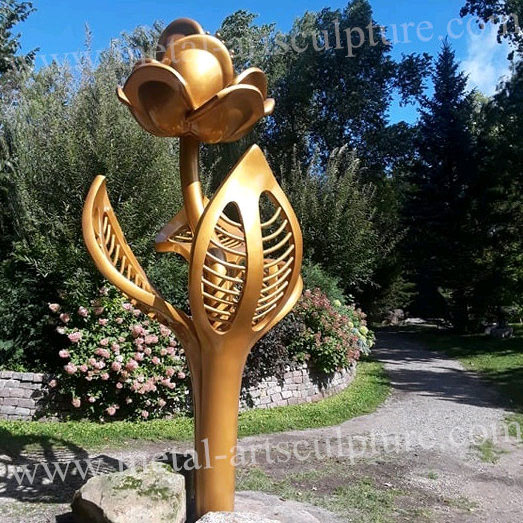 Golden Flower Stainless Steel Sculpture Featured Image