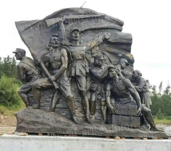 Bronze Color Wall Relief Sculpture Giant Soldiers Wall Art Decoration