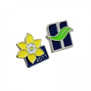 Custom Enamel Pin Maker Cute Design Yellow Flower and Green Leaf Soft Enamel Pin