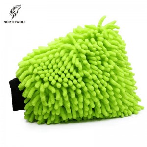 Green Chenille Coral Car Cleaning Mitt