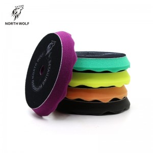 Well-designed China 6 Inch High Quality Purple Wave Foam Waffle Pad Buffing Sponge Pads for Car Care