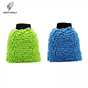 Blue Chenille Coral Car Cleaning Mitt