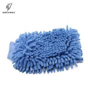 Blue Chenille Coral Car Cleaning mitt