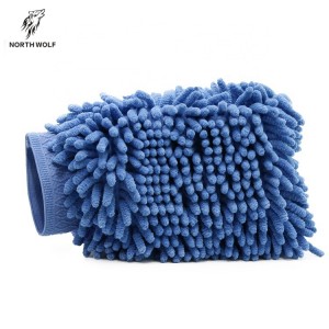 Blue Chenille Coral Car Cleaning mitt