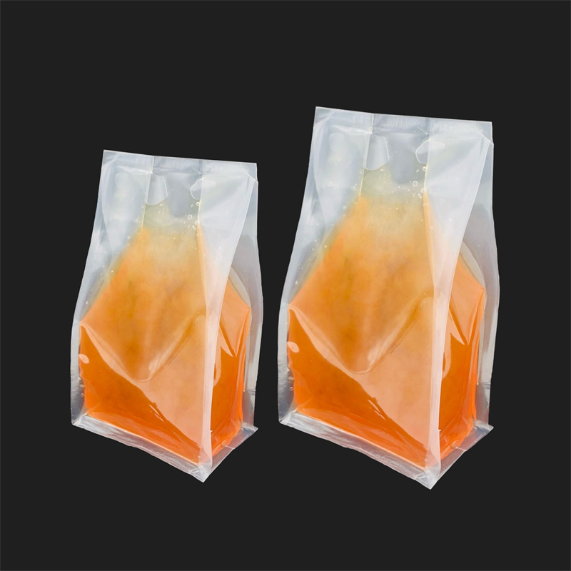 Clear Window Stand Up Pouches With Zipper - Transparent Flat Bottom Juice Stand up Spout Package Pouch  – Meifeng Packaging