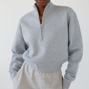 Hersteller von Blank-Sweatshirts mit halbem Reißverschluss für Damen