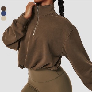 Custom Half Zip Crop Sweatshirt For Women