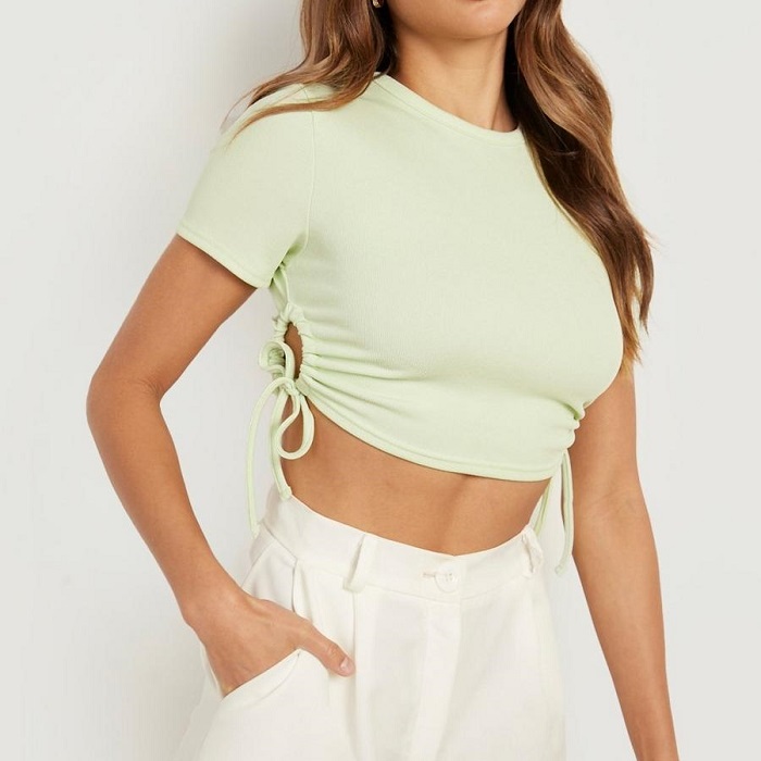 Ruched Cropped T-Shirt Supplier